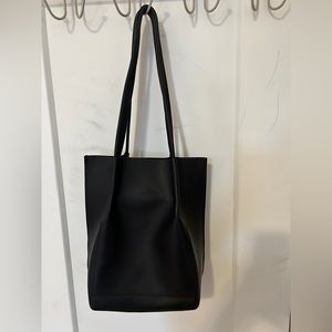 Handmade Black Leather Tote Bag from Etsy